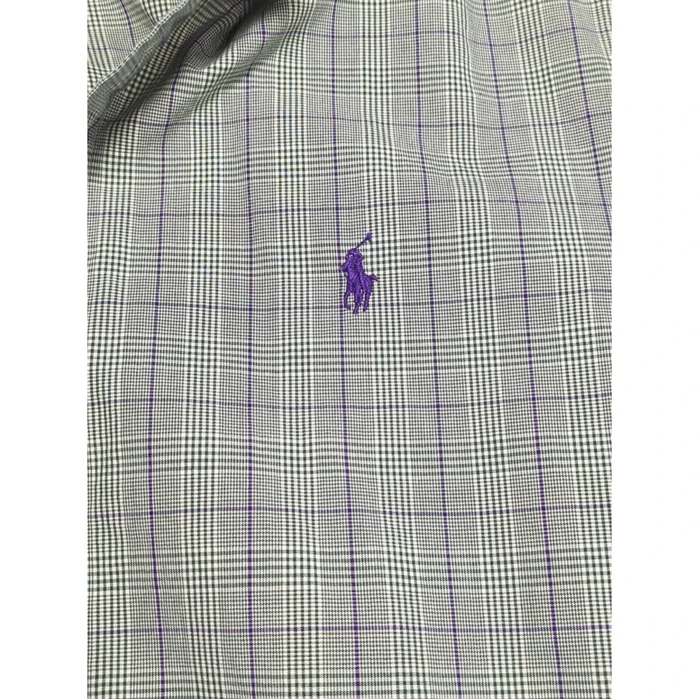Vtg Blue Tag Polo Ralph Lauren‎ Long Sleeve Button Down Large Shirt Purple Green